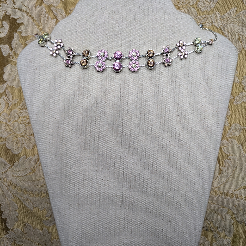 Pilgrim Multicolor Stone 2 Strand Choker Necklace Stainless Steel Silver Plated 45$
